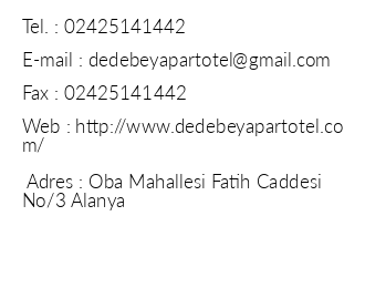 Dedebey Apart Hotel iletiim bilgileri